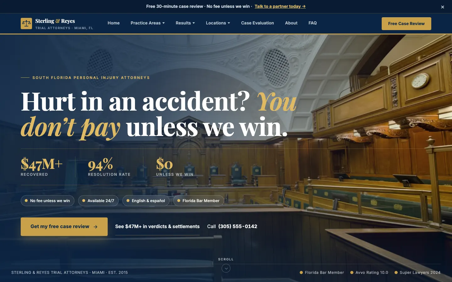 Sterling & Reyes Trial Attorneys website